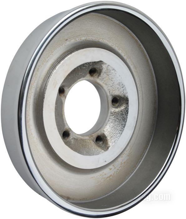 Tambour de frein; adaptable à Knucklehead 1936, Big Twin 1937-1948, Sidecar 1937-1957, Servi-Car 1941-1957, WLC; fonte, chromé; Ø ext.: 193 mm; Ø intér.: 184 mm; remplace OEM HD 44113-36; poids brut: 1.98 kg