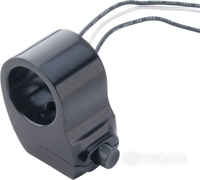 Button switch unit »Contour« by Performance Machine; left; billet aluminum, black, anodised, single switch (hi/lo); gross weight: 160 g