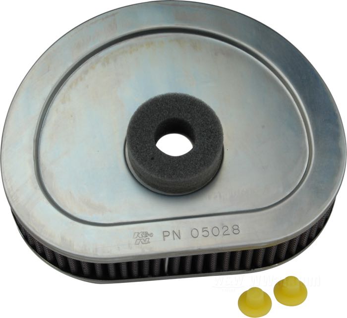 Filter element by K&N; fits Evo Big Twin US 1991-1995, HDI 1991-1994 with round OEM  air cleaner; rubber / cotton / steel; replaces OEM HD 29259-91A; gross weight: 520 g