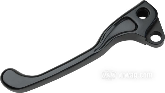 Hand clutch lever by Performance Machine; for PM Contour handlebar controls / cable clutch actuation; fits models 1984-2006; billet aluminum, black, anodised; gross weight: 100 g