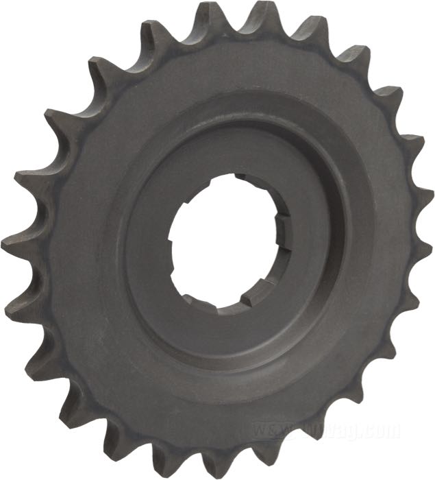 Offset sprocket; for 4-speed Big Twin; steel; offset: 6.5 mm; number of teeth: 24; pitch: 530 (5/8” x 3/8”); gross weight: 680 g