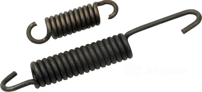 Ressort; pour Mâchoirs de frein; adaptable à Big Twin 1963-1972; arrière; 94 et 47 mm de longueur; acier à ressort; position: inférieur / supérieur; remplace OEM HD 41836-63 et 41837-63; poids brut: 60 g