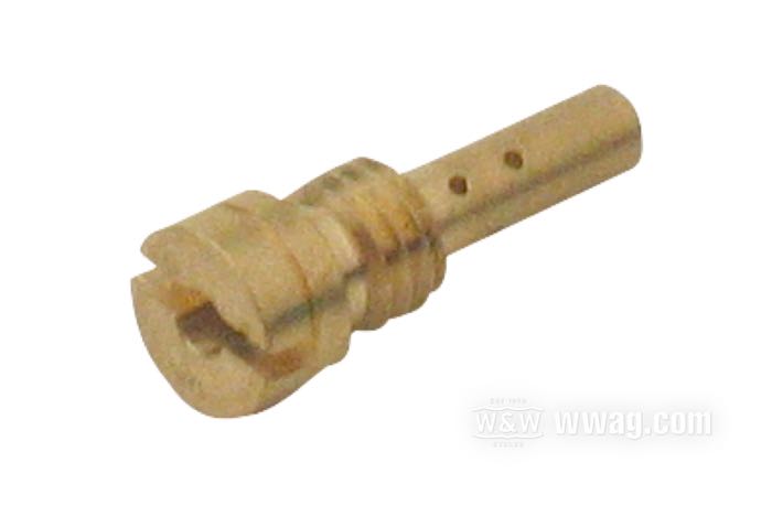 Chiclé intermedio ; apropiado para Sportster 1976-1987, Big Twin 1976-1989; latón; para carburadores Keihin de mariposa; rosca: M4.5; #52; reemplaza OEM HD 27329-83; peso bruto: 10 g