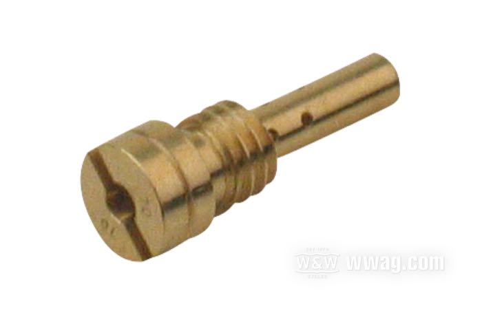 Chiclé intermedio ; apropiado para Sportster 1976-1987, Big Twin 1976-1989; latón; para carburadores Keihin de mariposa; rosca: M4.5; #70; reemplaza OEM HD 27895-78; peso bruto: 10 g