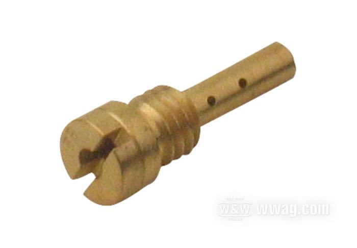 Chiclé intermedio ; apropiado para Sportster 1976-1987, Big Twin 1976-1989; latón; para carburadores Keihin de mariposa; rosca: M4.5; #88; reemplaza OEM HD 27348-77; peso bruto: 10 g
