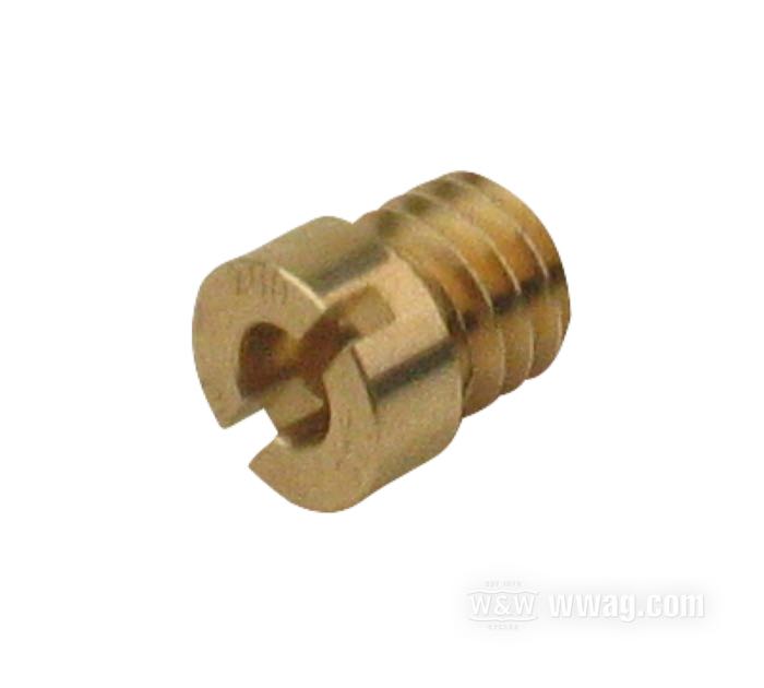 Hauptdüse; für Keihin CV Vergaser 1988→; passend für Sportster 1988-2006, Big Twin 1990-2006; Messing; für CV-Vergaser; Gewinde: M6; Gewindelänge: 5 mm; #200; Bruttogewicht: 10 g