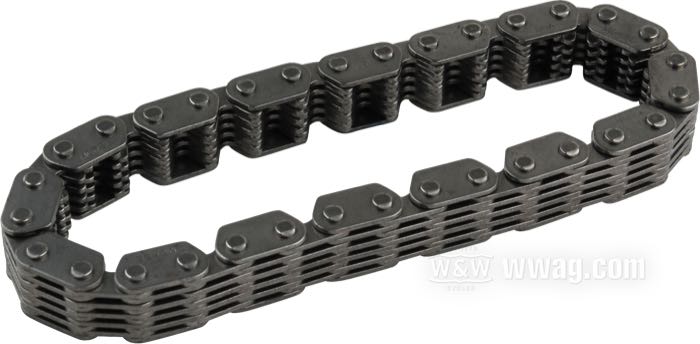 Chaîne de distribution; adaptable à Twin Cam 1999-2006 (sauf Dyna 2006); acier; remplace OEM HD 25607-99; poids brut: 140 g