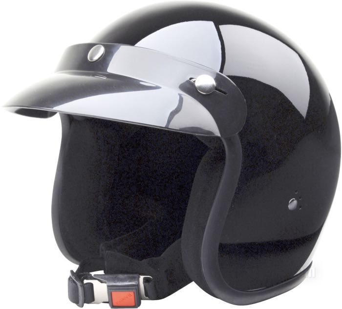 Jethelm von Bandit Helmets; GFK, schwarz glänzend; Nettogewicht: 800 g; Größe: S - 55-56 cm; mit Schirm; ohne Prüfzeichen; Bruttogewicht: 1.3 kg