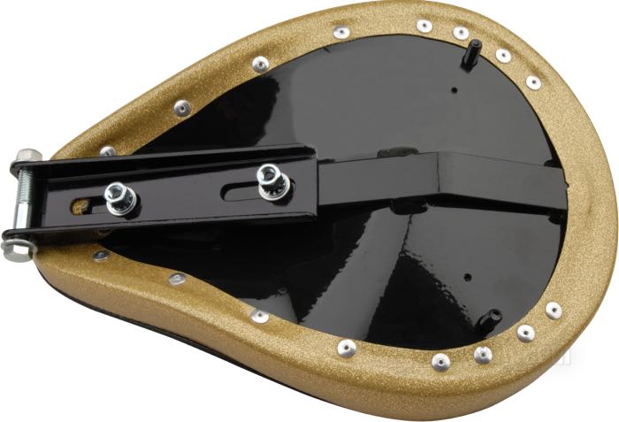 Monosella »Metal Flake« di Le Pera; vinile, oro, diamante; lunghezza x larghezza: 320 x 240 mm; colore di bordo: nero; distanza delle molle o perni di fissaggio: 160 mm; U.S.A.; peso lordo: 1.9 kg