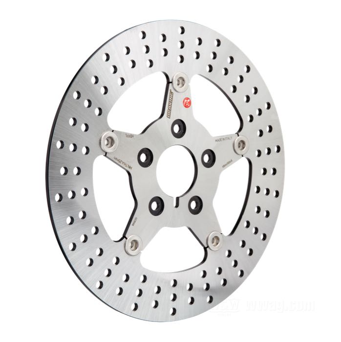 Disco de freno »5 Spoke Full Floater« de Braking; apropiado para ruedas 1984-1999; acero carbónico / acero inoxidable, afilado; Ø 11.5”; posición: delantero; taladros de montaje: 5/16” con asiento plano; Ø int.: 50 mm; con la homologación nacional de Alemania; peso bruto: 2 kg