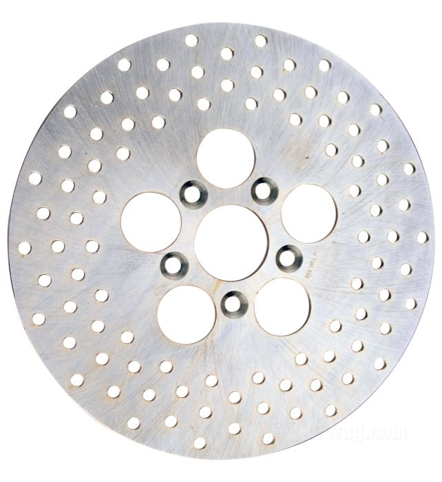Bremsscheibe; passend für Sportster, FXR, Softail, Dyna 1979-1999; Stahl, gelocht; Ø 11.5”; Montageposition: hinten; Montagebohrungen: 3/8” konische Senkung; Innen-Ø: 50 mm; ersetzt OEM HD 41791-79A und 41789-92; mit Teilegutachten; Bruttogewicht: 2.5 kg