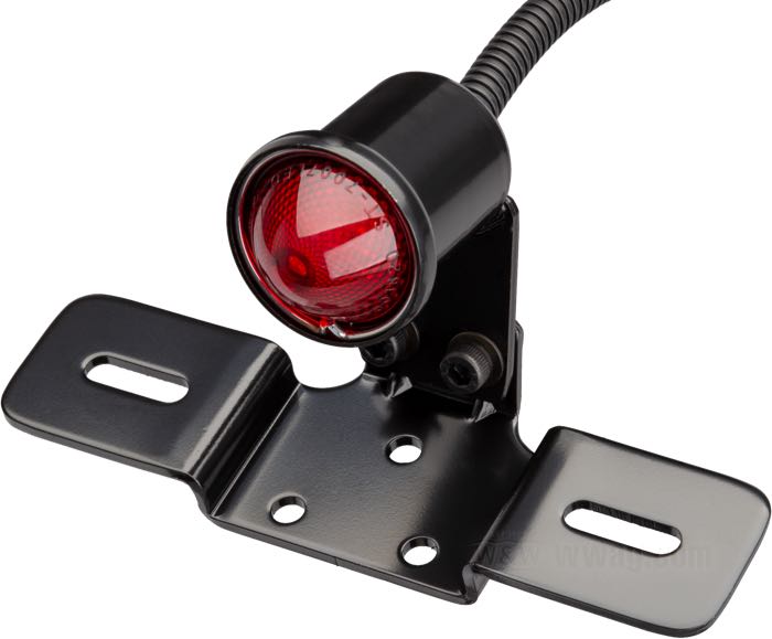 Rücklicht »Vintage Custom«; Stahl, schwarz, Linse aus Kunststoff; Ø 36 mm; Glühlampen-Typ: LED; 12 V; mit Bremslicht; mit Kennzeichenbeleuchtung; E4 geprüft; Bruttogewicht: 395 g