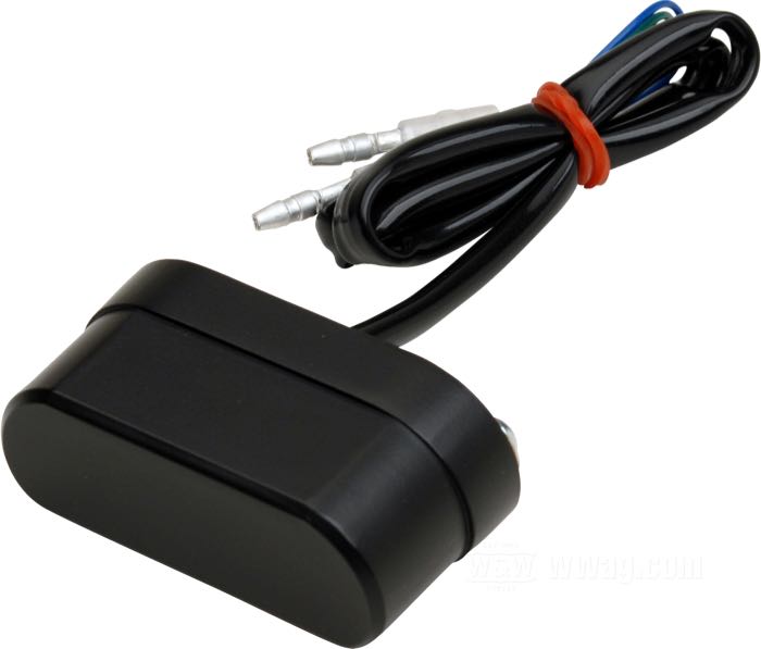 Illuminazione targa »LED Deluxe« di SpeedFire; alluminio fuso, nero, rivestito a polvere; L x A x P: 56 x 22 x 26 mm; 12 V; con LED; superficie di fissaggio: piana; distanza dei forati di fissaggio: 46 mm; con due viti M4 e 20 cm di cavo; omologato E11; peso lordo: 117 g