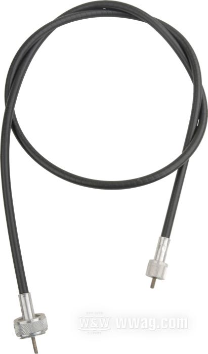 Cavo tachimetro di Barnett; per azionamento per trasmissione; per strumenti custom con connessione M12; acciaio, vinile nero; Ø 7.4 mm; lunghezza guaina: 116 cm; connessione al rinvio: dado 7/8”-18; connessione allo strumento: dado M12 x 1.0; U.S.A.; peso lordo: 200 g