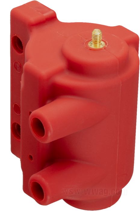 Bobine d'allumage de Andrews; pour allumages électroniques de modèles Evolution; rouge; à utiliser avec 12 V; résistance primaire: 2.8 Ω; dual fire et une bougie par culasse; conct. haut volt.: deux; poids brut: 570 g