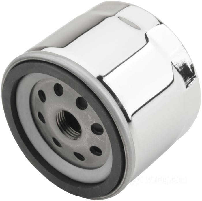 Oil filter cartridge »Magnetic«; fits 4-Speed Big Twin 1982→ (exc. Softails), Sportster 1980-early 1984; steel / paper, chrome-plated; length: 6.5 cm; thread: M16 x 1.5; with check valve; with relief valve; pore size: ca. 30 μm; replaces OEM HD 63782-80; gross weight: 300 g
