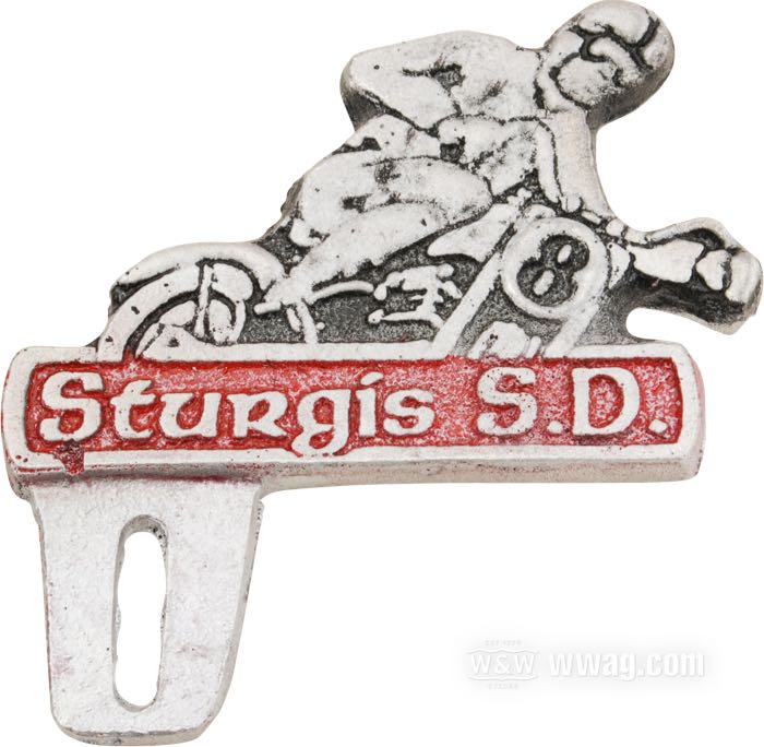 Embellecedor »Sturgis« de Landström's Foundry; para Matrícula; aluminio fundido; EE. UU.; peso bruto: 60 g