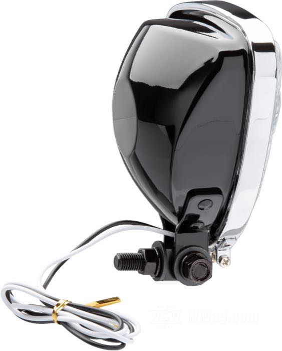 Spotlight complete »Triangle«; steel / glass, black, with chromed bezel; W x H x D: 135 x 135 x 57 mm; bulb type: H3; 12 V; 55 W; socket: PK22s; with 12 V bulb; with insert; with adjustable mounting bracket; gross weight: 700 g