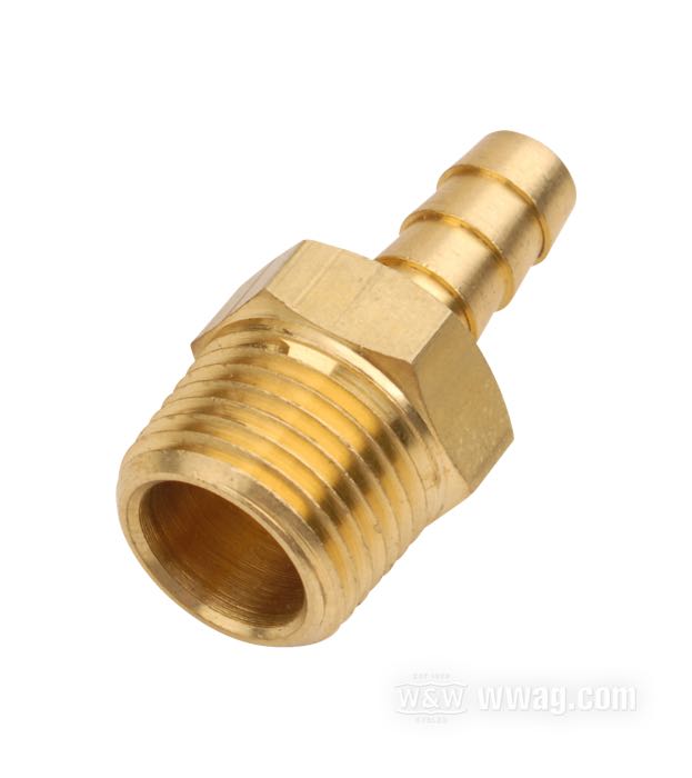 Raccord de durite d‘huile; pour conduite d‘huile 3/8” DI; laiton, finition usinée; Ø 3/8”; filetage: 1/2”-14 NPT; poids brut: 50 g