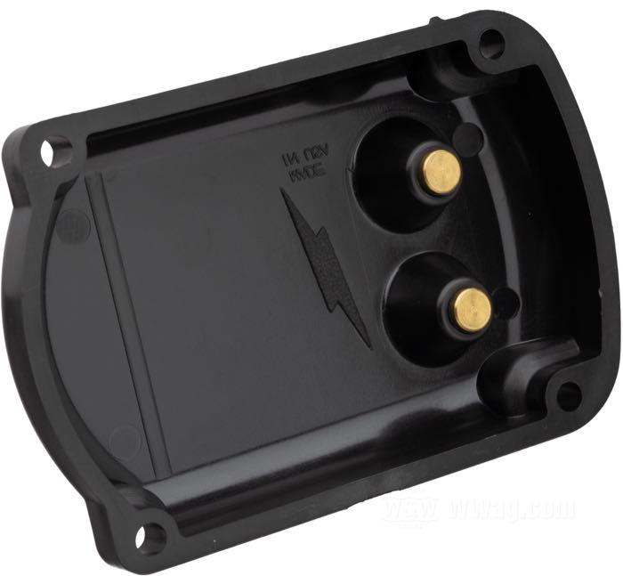 Tapa »Racing«; para magnetos de encendido Fairbanks, Morris & Hunt; plástico, negro; EE. UU.; peso bruto: 180 g