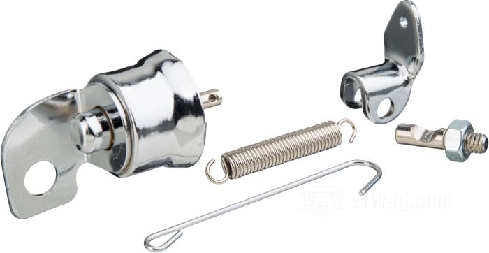 Stoplight switch; fits Big Twins 1939-1957; steel, chrome-plated; replaces OEM HD 42280-35, 42284-35, 72004-39, and 72019-39; gross weight: 80 g
