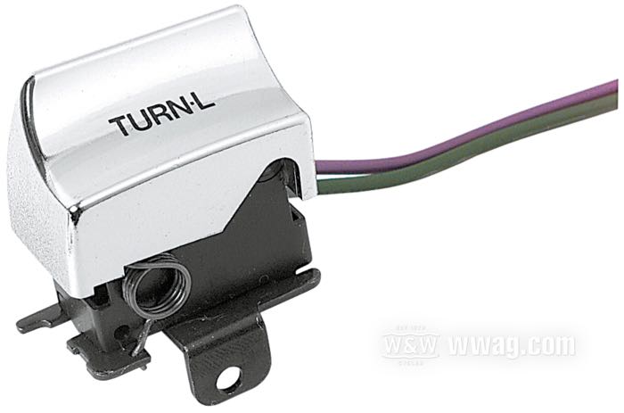 Taster; für Blinker; passend für Modelle 1982-1995; links; Messing / Kunststoff / Kupfer, verchromt; ersetzt OEM HD 71598-92; Bruttogewicht: 40 g