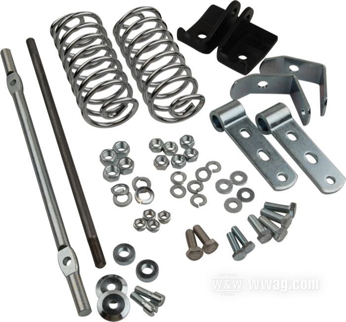 Auxiliary spring kit; for Buddy seat; fits 4-speed Big Twin 1965-1980; steel, chrome-plated / zinc plated; replaces OEM HD 52560-65, and 52560-68; gross weight: 1.85 kg