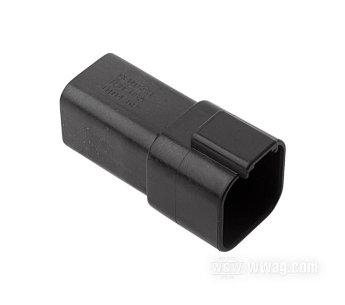 Boîte de cosses mâles »DT« de Deutsch; 6 voies; polyamide, noir; pour fils de: ~ 0.5 - 2.5 mm² (AWG 20-14); remplace OEM HD 72106-94BK; poids brut: 10 g