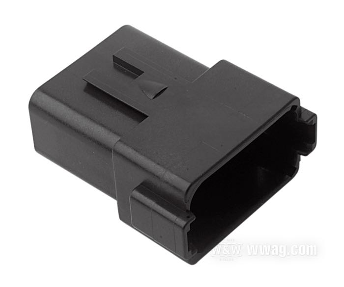 Steckergehäuse »DT« von Deutsch; 12-polig; Polyamid, schwarz; L x B x H: 44 x 34 x 22 mm; für Kabel: ~ 0.5 - 2.5 mm² (AWG 20-14); ersetzt OEM HD 72109-94BK; USA; Bruttogewicht: 20 g