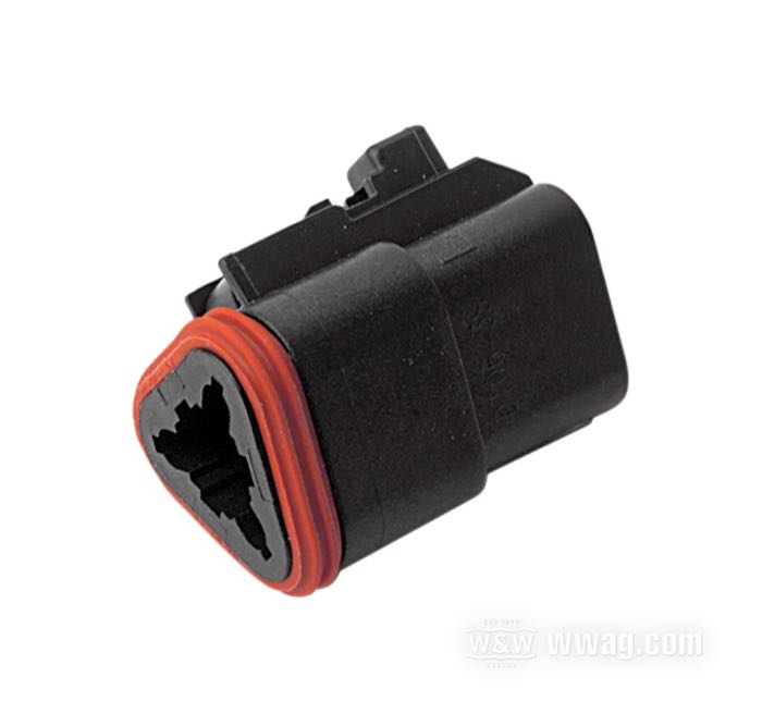 Boîte pour cosses femelles »DT« de Deutsch; 3 voies; polyamide, noir; pour fils de: ~ 0.5 - 2.5 mm² (AWG 20-14); remplace OEM HD 72113-94BK; USA; poids brut: 10 g