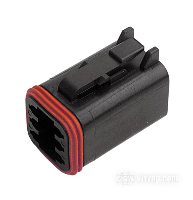 Boîte pour cosses femelles »DT« de Deutsch; 6 voies; polyamide, noir; pour fils de: ~ 0.5 - 2.5 mm² (AWG 20-14); remplace OEM HD 72116-94BK; poids brut: 10 g