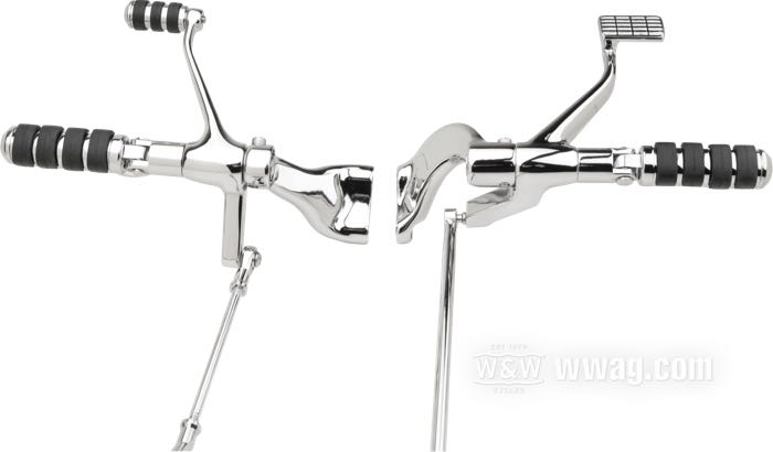Mandos avanzados; apropiado para Sportster 2004-2013; acero, cromado, con estriberas; con piecería pequeña; peso bruto: 3.99 kg