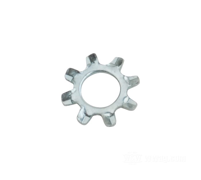 Serrated washer »external«; steel, zinc plated; nominal ID: #6; gross weight: 1 g