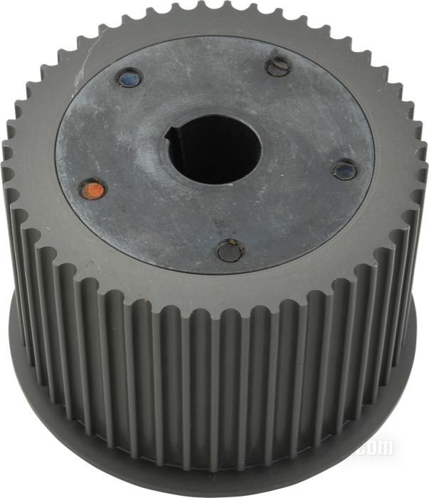 Motor pulley by Rivera Primo; for Belt drive; fits Big Twin 1937-1954; steel / cast aluminum; width: 3”; pitch: 8 mm; number of teeth: 47; USA; gross weight: 1.62 kg