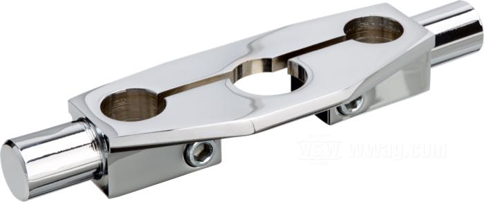 Piastra forcella »Custom Style Offset« di Paughco; per Forcella Springer; atto per Big Twin 1946-1949; per riser dog bone; acciaio, cromato; peso lordo: 1.15 kg