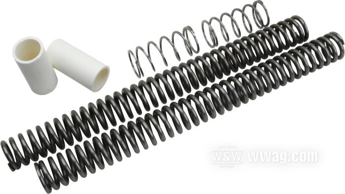 Kit d'abaissement »Drop-In« de Progressive Suspension; pour Fourche hydraulique; pour tubes de 49 mm; adaptable à FXDB(I) 2006→, Softail Rocker 2008→; acier, naturel; poids brut: 2.62 kg
