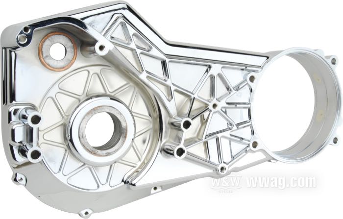 Coperchio primaria interno; atto per Softail 5 marce1994-2006; cromato; rimpiazza OEM HD 60630-94, 60724-98 e 60586-99; peso lordo: 5 kg