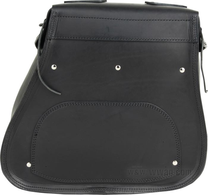 Alforja »SneBamse« de Lejonkulan; cuero de vaca, negro, espalda plana; A x A x F: 43 x 39 x 21 cm; volumen: 27 l; Suecia; peso bruto: 4.23 kg
