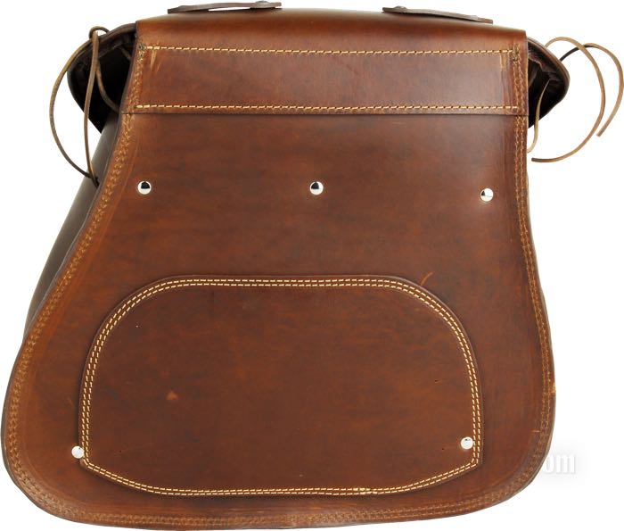Satteltasche »SneBamse« von Lejonkulan; Rindleder, braun, flacher Rücken; B x H x T: 43 x 39 x 21 cm; Volumen: 27 l; Schweden; Bruttogewicht: 4.27 kg