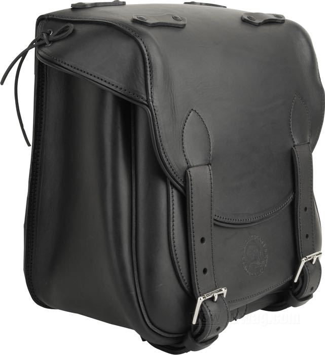Satteltasche »Duke« von Lejonkulan; Rindleder, schwarz, flacher Rücken; B x H x T: 38 x 37 x 21 cm; Volumen: 24 l; Schweden; Bruttogewicht: 3.59 kg