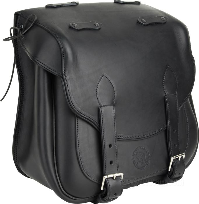 Saddlebag »Bamse« by Lejonkulan; cowhide, black, shaped back; W x H x D: 43 x 39 x 21 cm; volume: 30 l; Sweden; gross weight: 4.22 kg