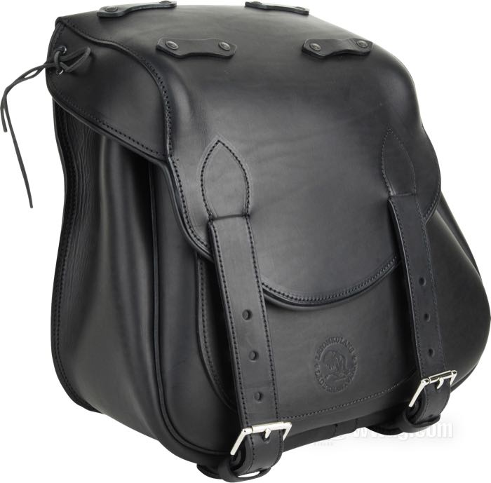 Satteltasche »SneBamse« von Lejonkulan; Rindleder, schwarz, konturierter Rücken; B x H x T: 43 x 39 x 21 cm; Volumen: 27 l; Schweden; Bruttogewicht: 3.92 kg