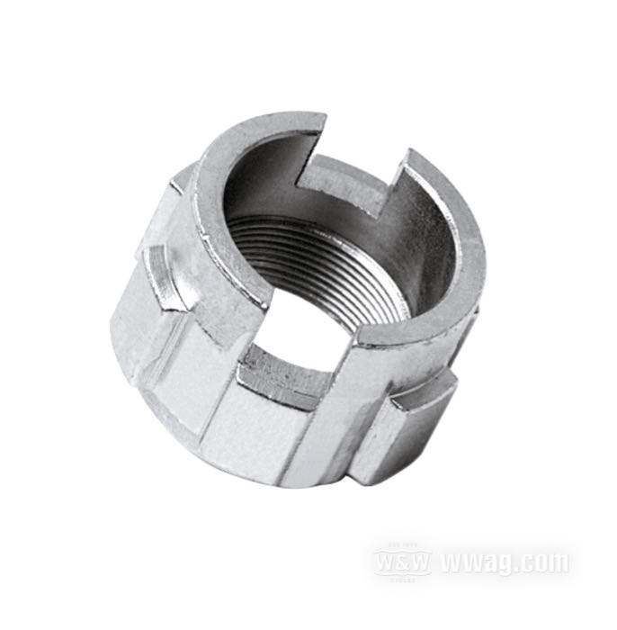 Dado sterzo; per piastre larghe; atto per FL(H) 1949-1977 con amortizzatore di corsa originale; acciaio; rimpiazza OEM HD 45718-48; peso lordo: 80 g