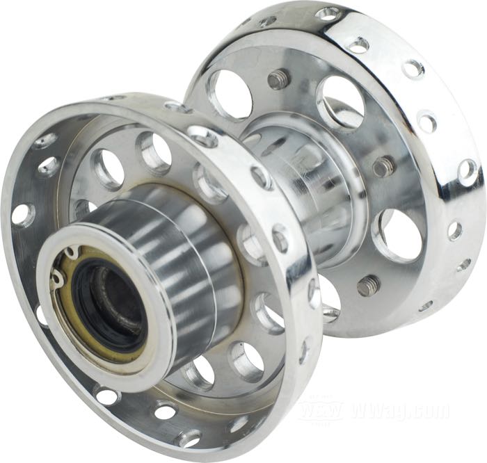 Moyeu de roue »Star«; acier, chromé; Ø de l'axe: 17.5 mm; avec roulements coniques et toutes les pièces internes; poids brut: 2.02 kg