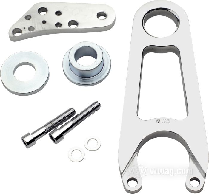 Support étrier de Performance Machine; pour Fourches Springer Custom; adaptable à Etrier à 2 pistons 125x2; pour axes roue 3/4”; acier / aluminium, poli; position: gauche ou droit; pour disque: 11.5 ”; poids brut: 477 g