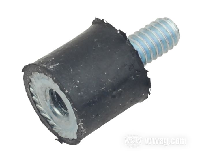 Silentblock di S&S; per Piastra base filtro aria; per S&S Super E/G omologati; gomma / acciaio; lunghezza: 16 mm; Ø 16 mm; filettatura: 1/4”-20; peso lordo: 11 g