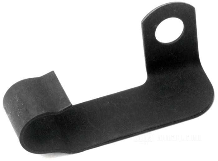 Clamp; for Speedometer cable; fits 750cc solo models 1941-1952; steel, parkerized; replaces OEM HD 67076-41; gross weight: 20 g