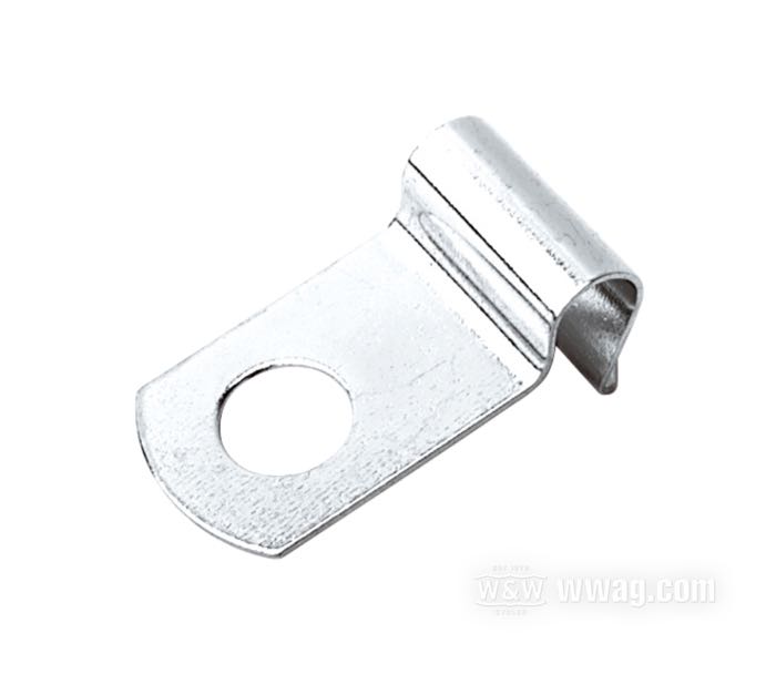 Morsetto; per Cavo tachimetro; atto per Big Twin 1961-1980; acciaio, zincato; rimpiazza OEM HD 67074-57A; peso lordo: 10 g