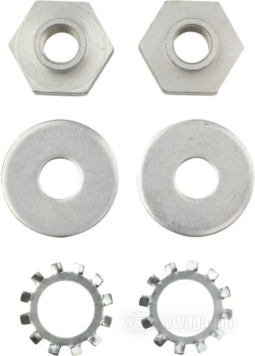 Set di dadi di Colony; per Staffa faretto; atto per modelli 1936-1958; per forcelle Springer; acciaio, CAD (procedimento ZnNi); rimpiazza OEM HD 68620-46, 7238 e 6417; U.S.A.; peso lordo: 76 g