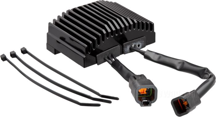 Regulatore/Raddrizzatore di Cycle Electric; atto per Dyna 2006-2007; alluminio, nero, anodizzato; rimpiazza OEM HD 74631-06; U.S.A.; peso lordo: 1.24 kg
